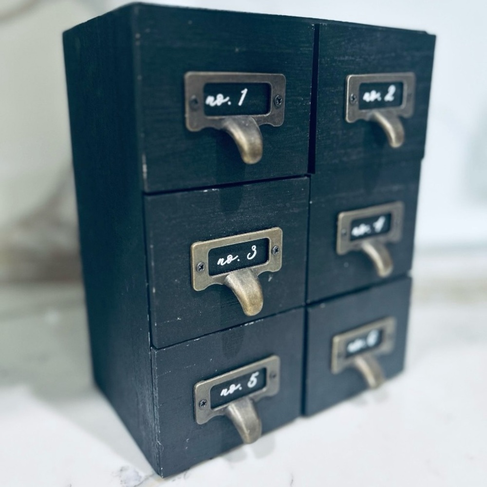 Black Wooden Storage Drawer Organizer
